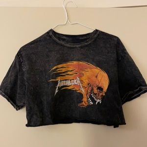 Faded black Metallica Crop Top